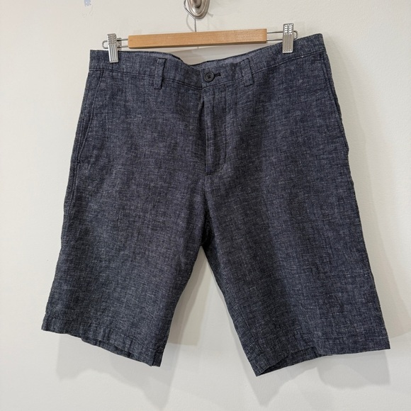 Banana Republic Dark Gray Flat Front Linen Shorts Size 32 Inseam 10 - Picture 1 of 15